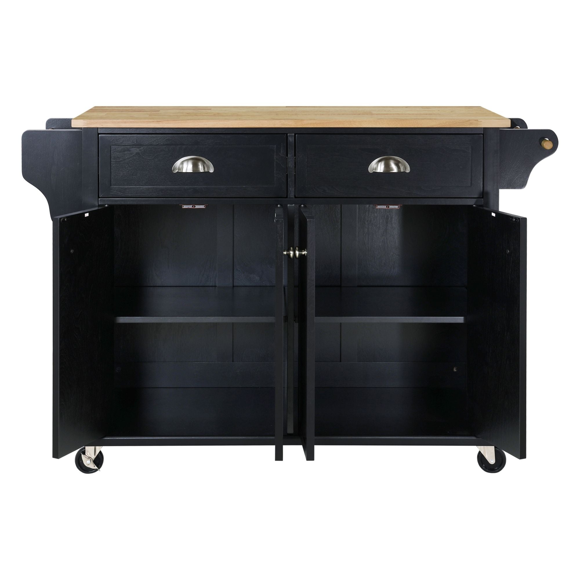 Cambridge Natural Wood Top Kitchen Island with Storage Doba